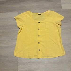 CMC Color Me Cotton - Yellow Button-Up Spring/Summer top - 100% Cotton - Large